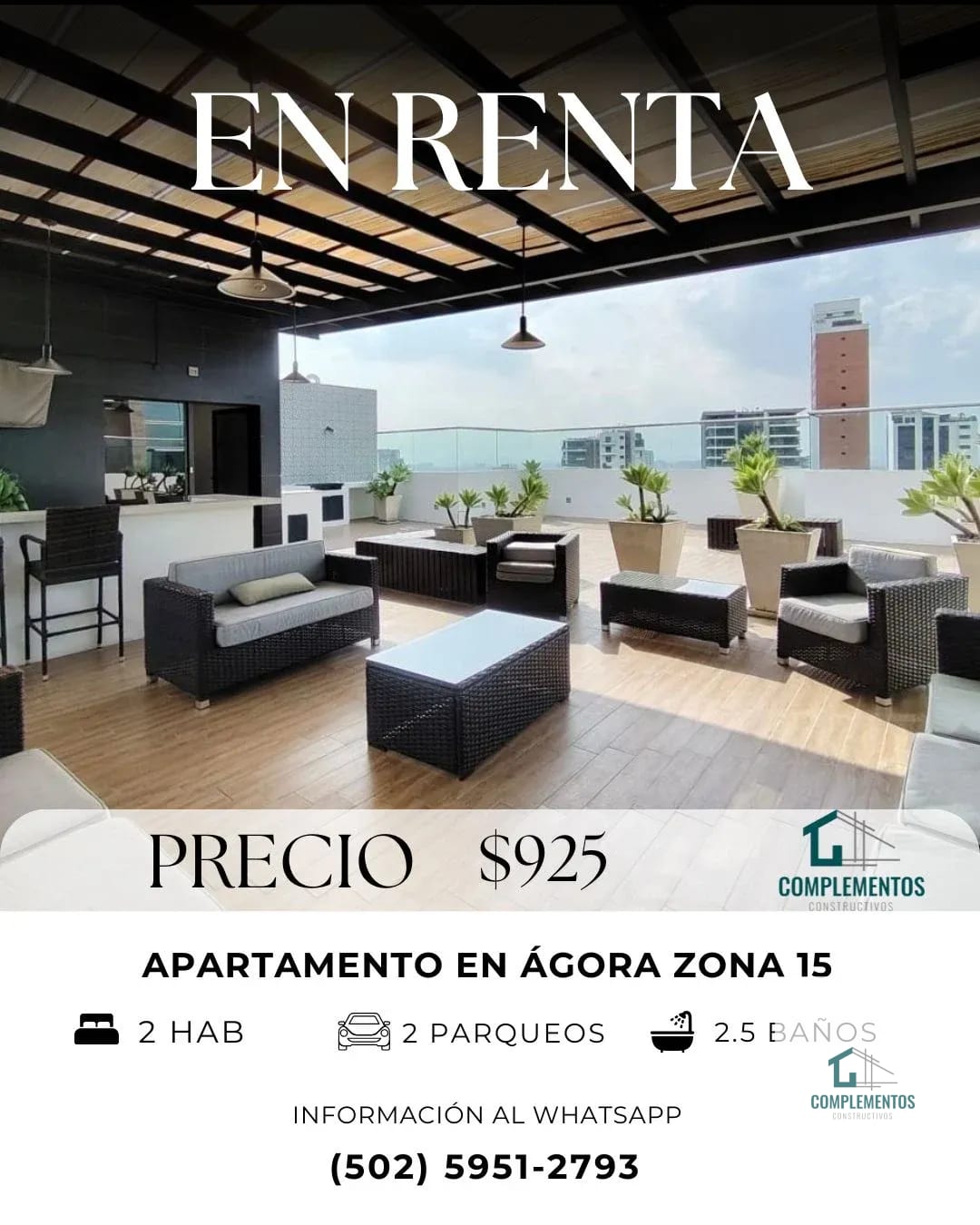 Agora, Apartamento en Renta Zona 15 VH2, 2hab. 85 m2 — Apartamento en Alquiler en Agora 1501, Zona 15, Guatemala, Ciudad — foto 1 de 9