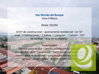 Apartamento en Renta en San Nicolás del Bosque zona 4 Mixco — Apartamento en Alquiler en Zona 4 Mixco, Guatemala, Ciudad — miniatura 3 de 10