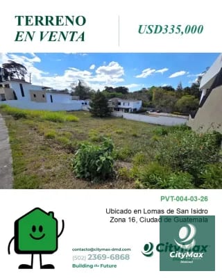Terreno Residencial en Venta en Lomas de San Isidro Zona 16 Guatemala — Terreno en Venta en Zona 16, Guatemala, Ciudad — miniatura 1 de 16